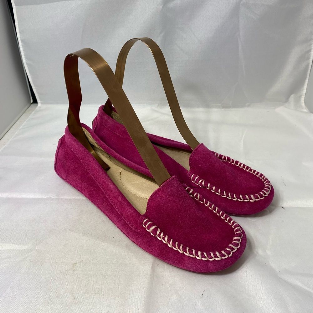Lands' End Magenta Suede Moccasin Flats 8D